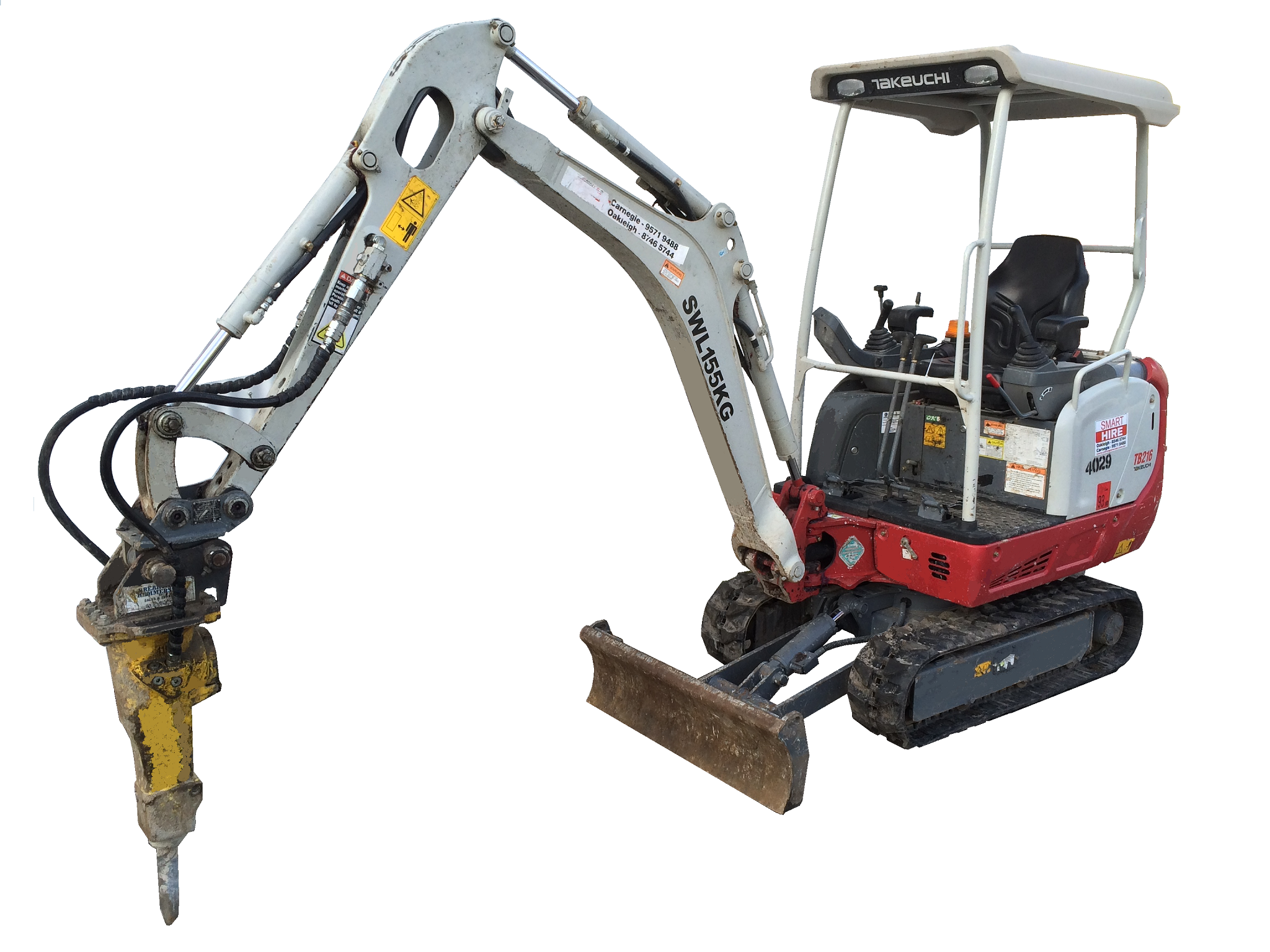 1.6 Ton Excavator with Rock Breaker Carnegie Equipment Hire Melbourne